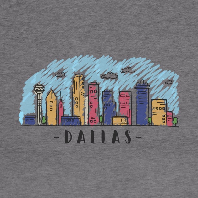 Dallas Watercolor Skyline by LR_Collections